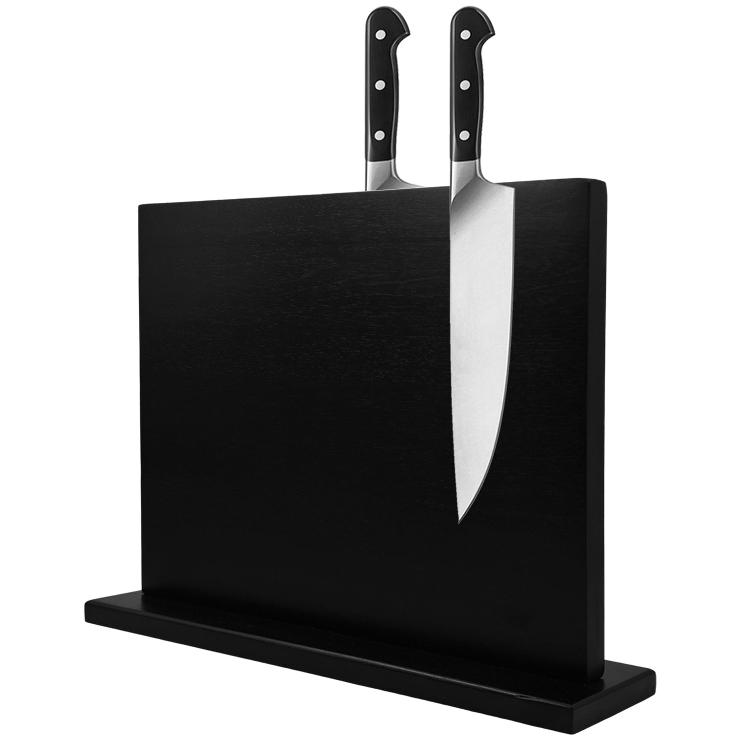 Resafy Black Acacia Wooden Double Sided Magnetic Knife Stand Knife Display Stand