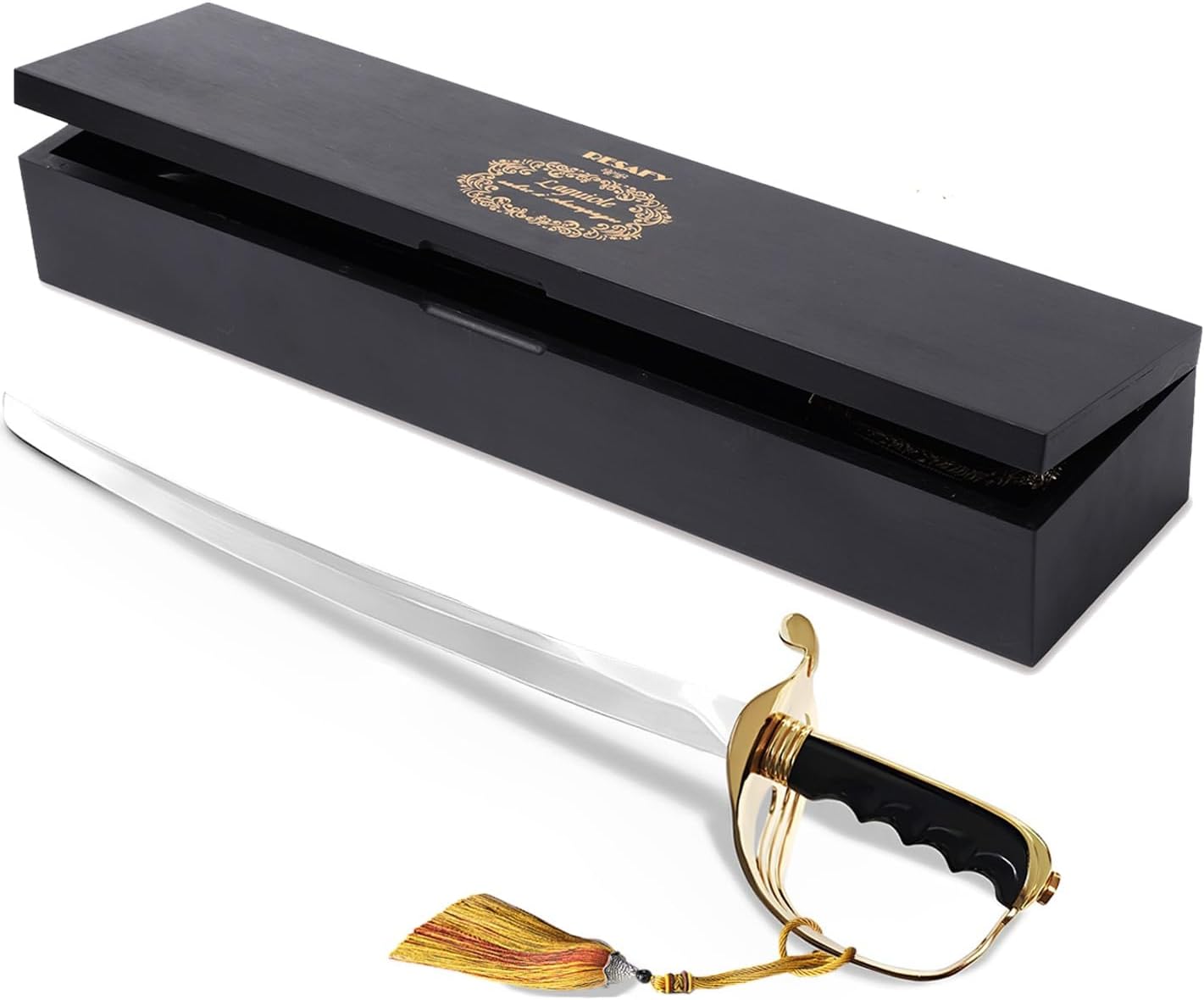 Resafy Champagne Saber with Golden Handle With Wooden Gift Case G4