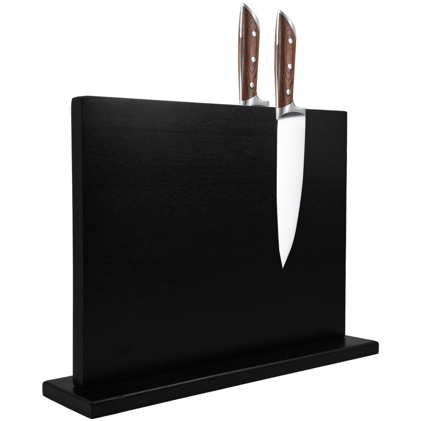 Resafy Magnetic Knife Holder Black Double Side Acacia Wooden Magnetic Knife Block 17X13 Inches Rack Magnetic Universal Stands with Strong Enhanced Magnets Strip Cutlery Large Organizer