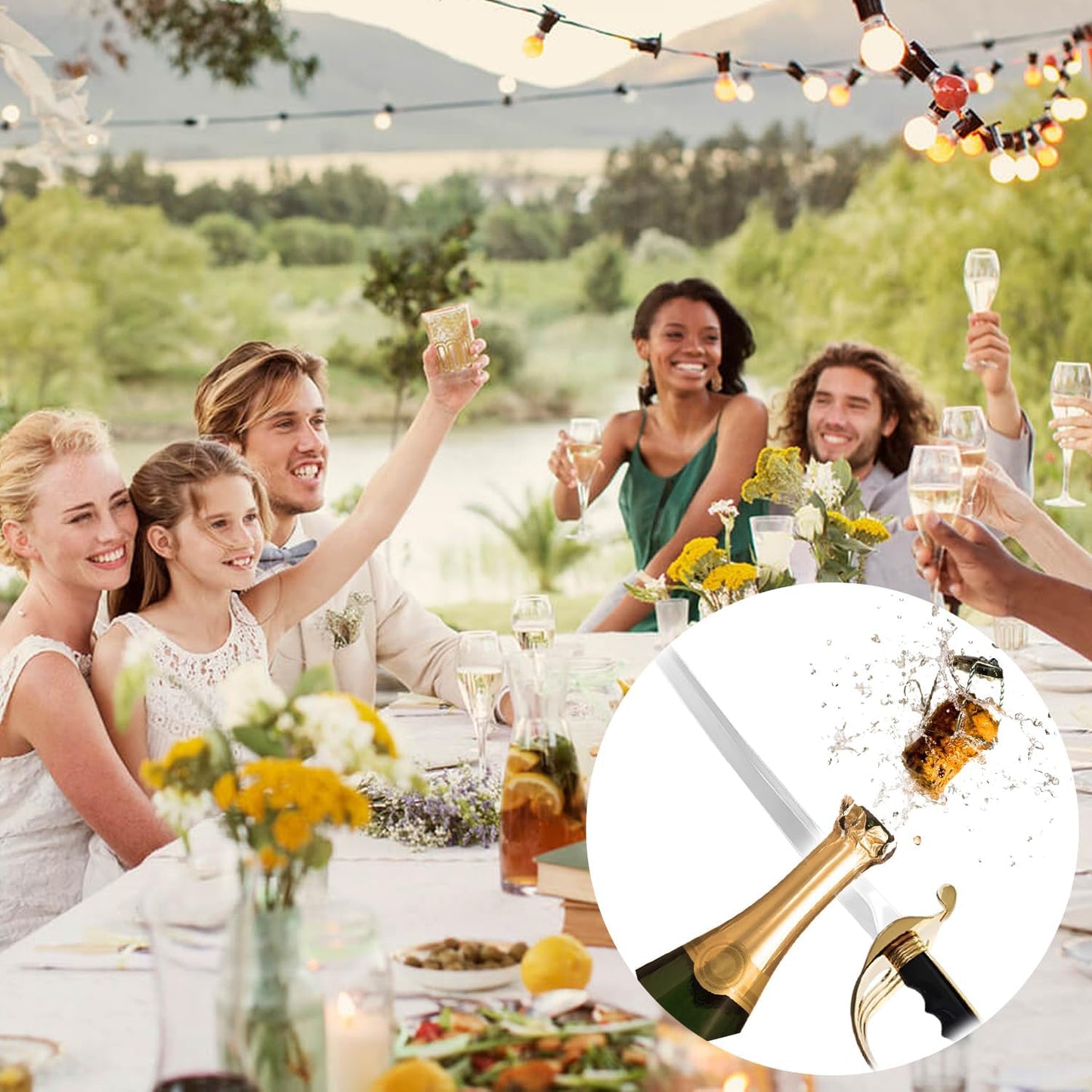 Resafy Champagne Saber with Golden Handle With Wooden Gift Case G4