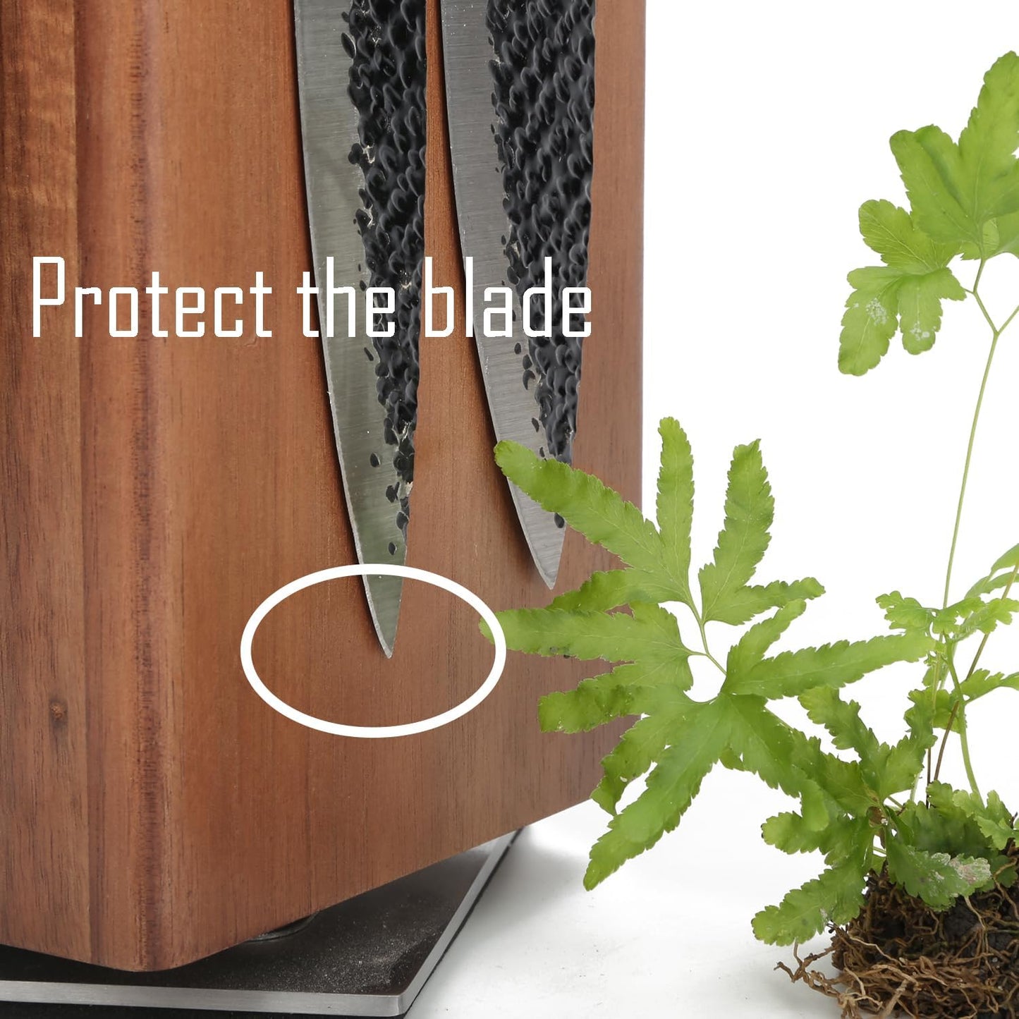 Resafy Magnetic Knife Wooden Block 360 Rotatable Knife Holder Rack