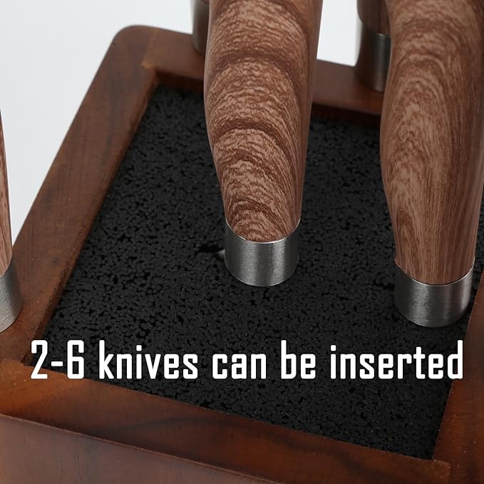 Resafy Magnetic Knife Wooden Block 360 Rotatable Knife Holder Rack