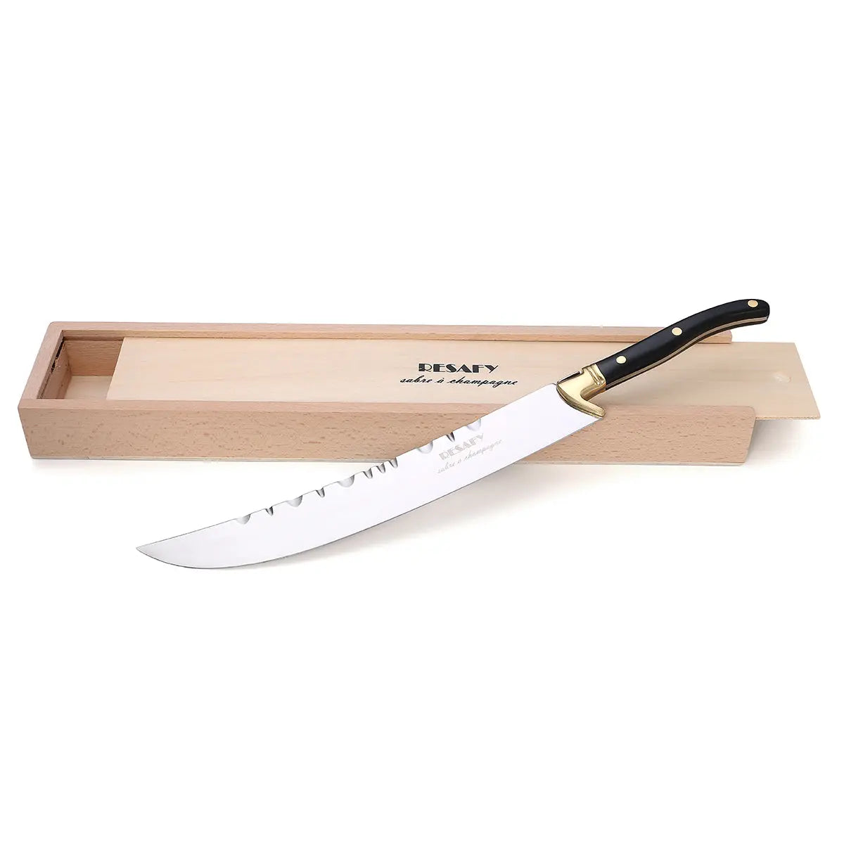 Resafy Champagne Saber Sparkling Wine Opener With Wooden Gift Case B2