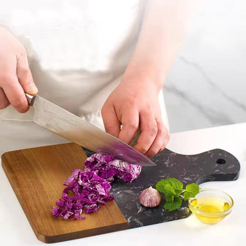 Resafy Acacia Wood Marble Cutting Board with Handle Choping Board