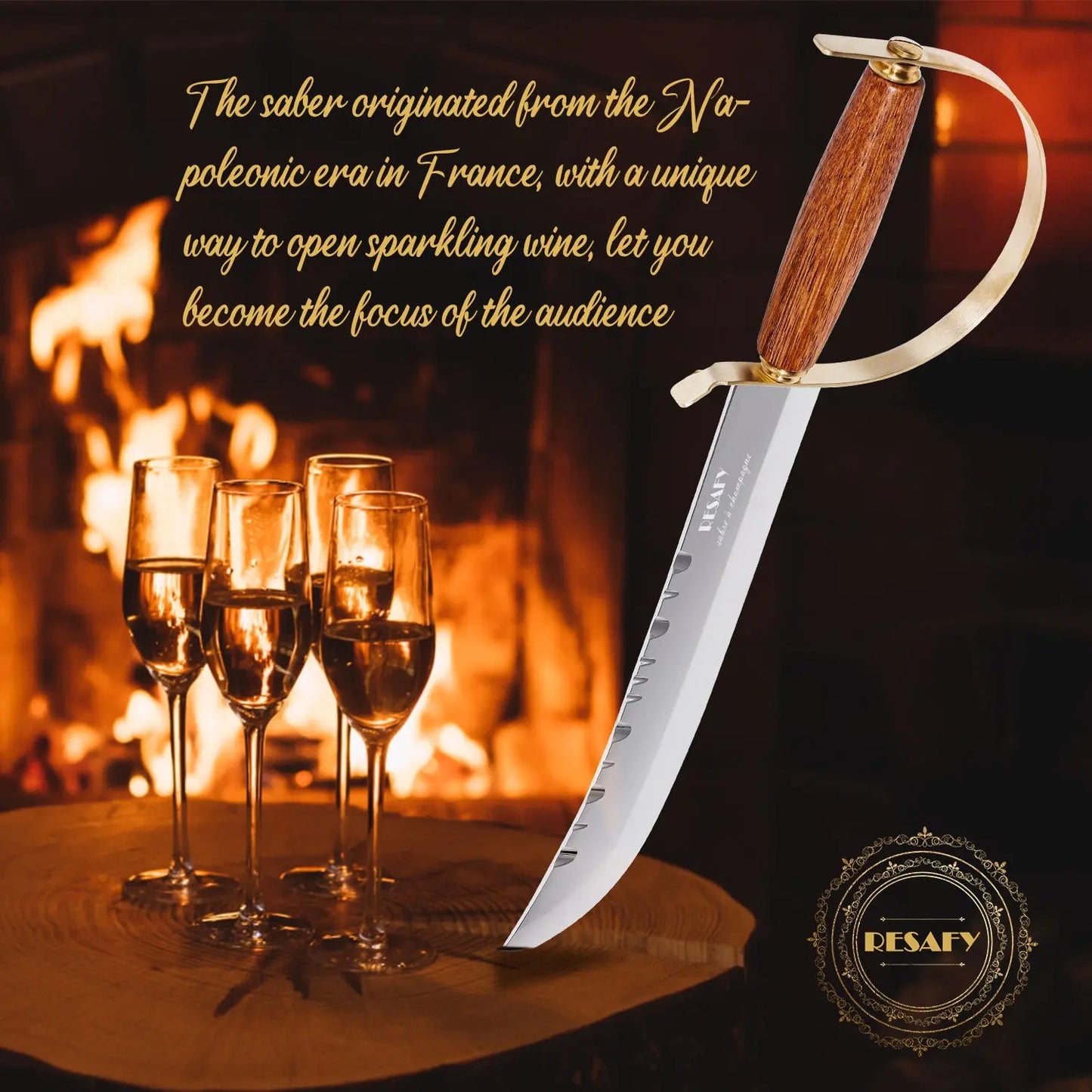 Resafy Champagne Saber Sparkling Wine Opener With Gift Box C1