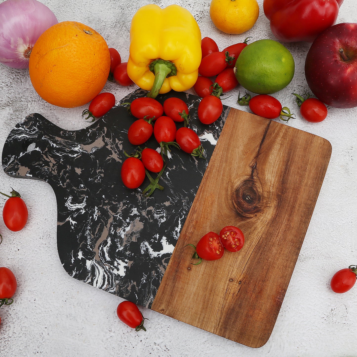 Resafy Acacia Wood Marble Cutting Board with Handle Choping Board