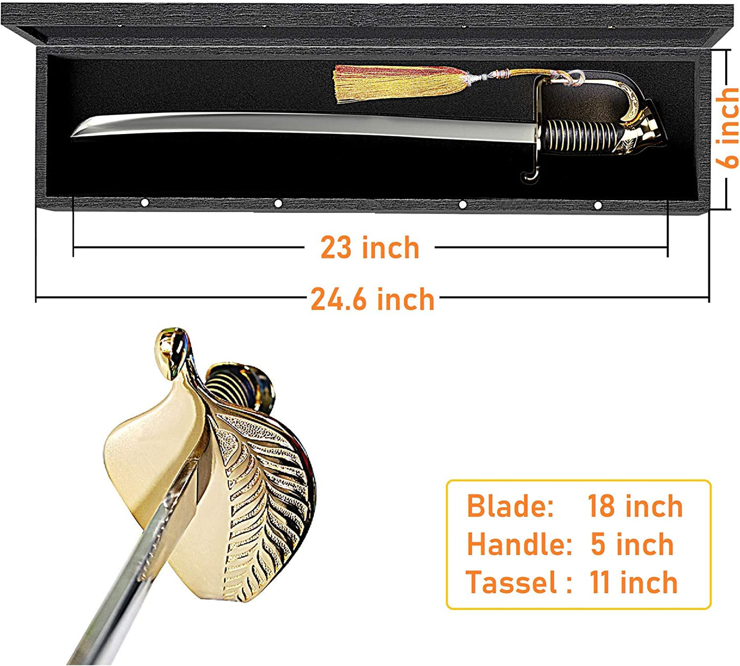 Resafy Champagne Saber with Golden Handle With Wooden Gift Case G1