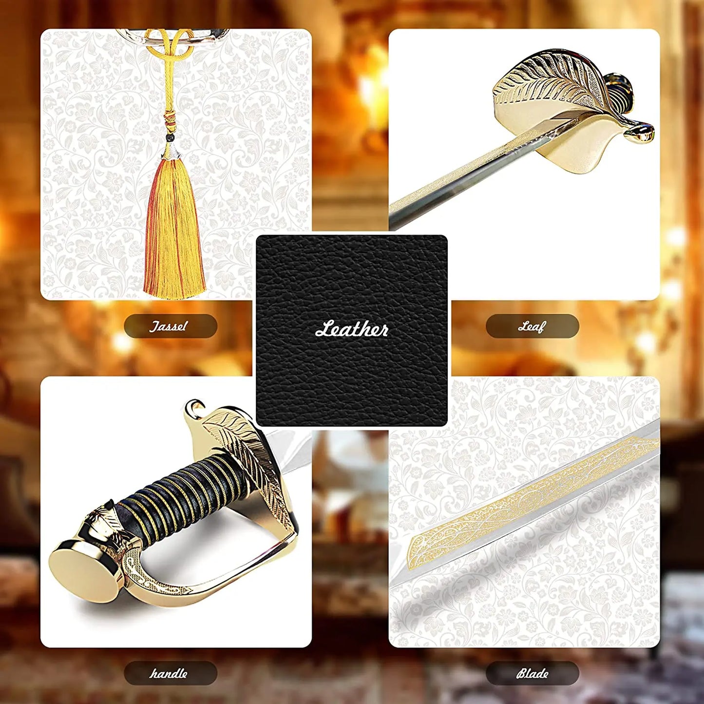 Resafy Champagne Saber with Golden Handle With Wooden Gift Case G2