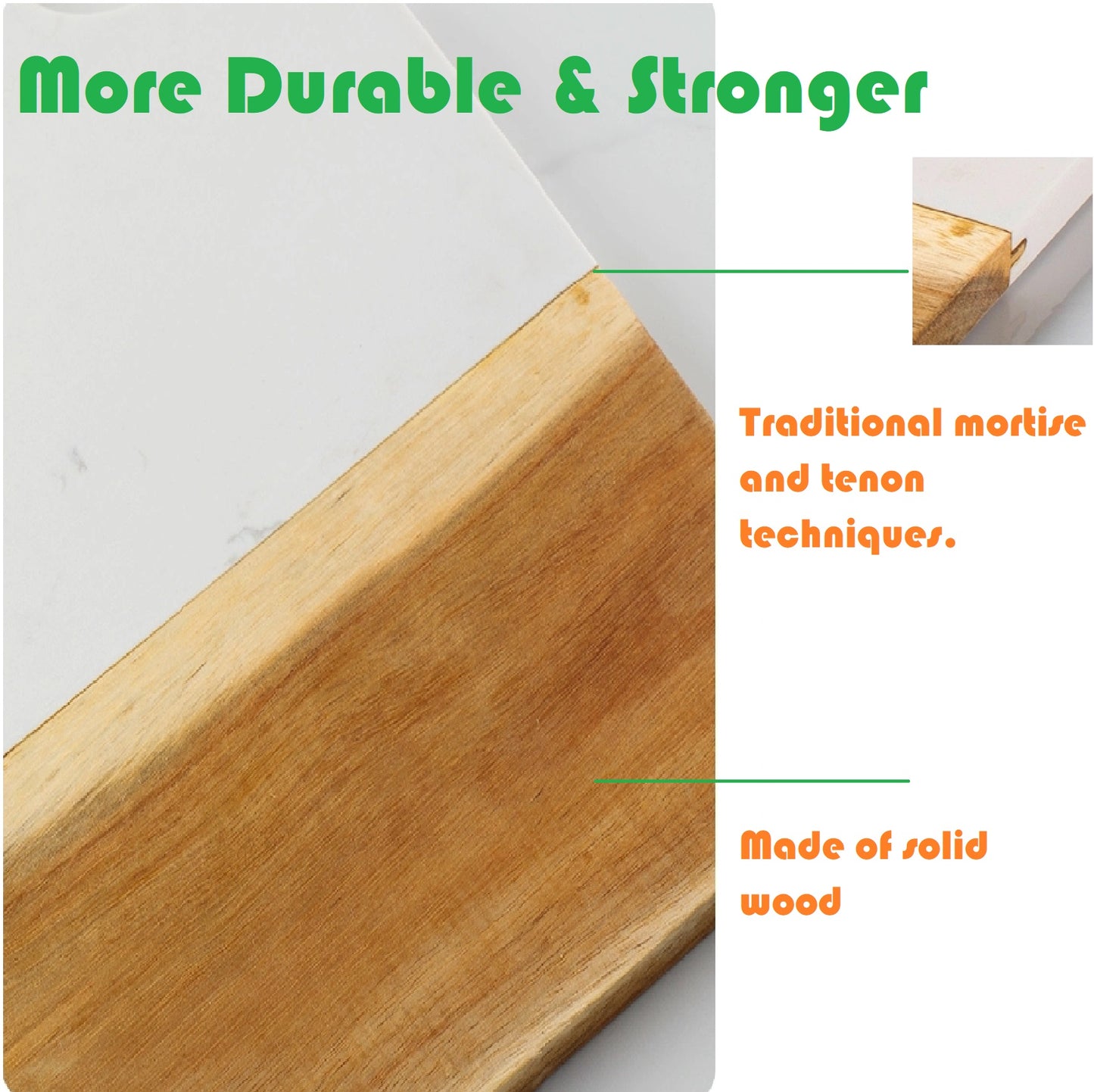 Resafy Acacia Quilted Marble Cutting Board, Butcher Block, White