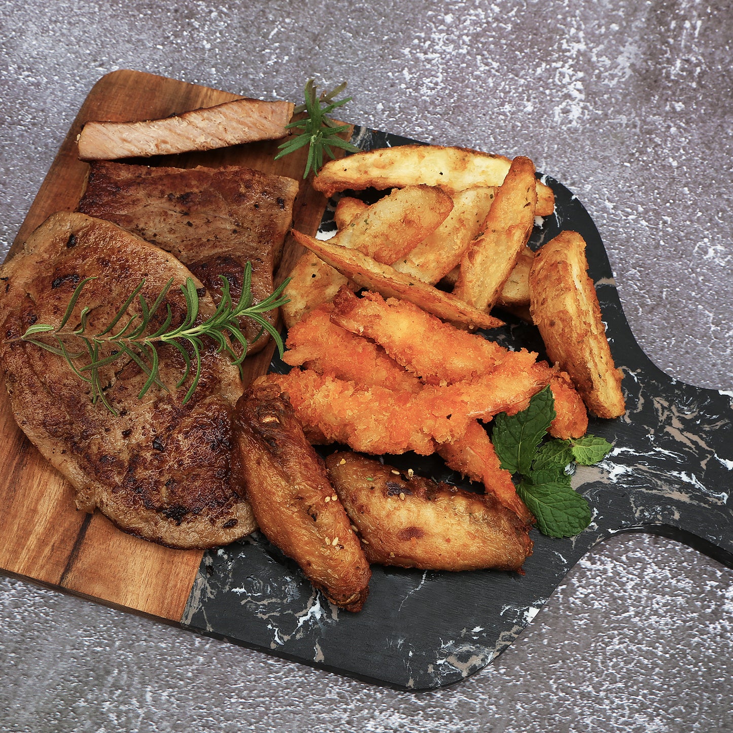 Resafy Acacia Wood Marble Cutting Board with Handle Choping Board