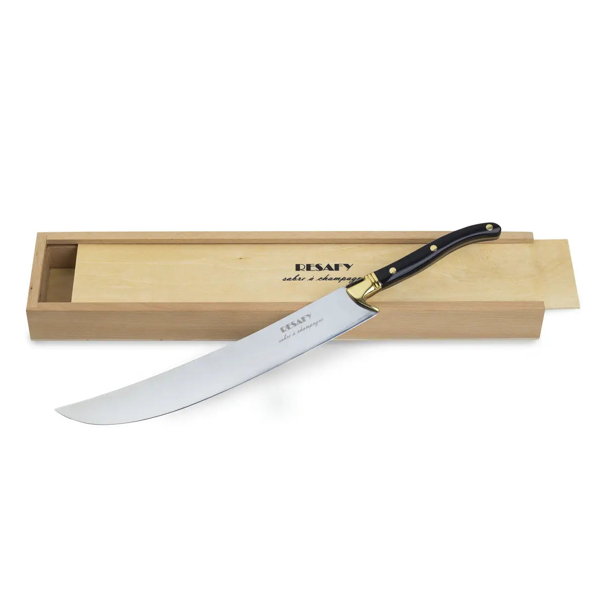 Resafy Champagne Saber Sparkling Wine Opener With Wooden Gift Case B1