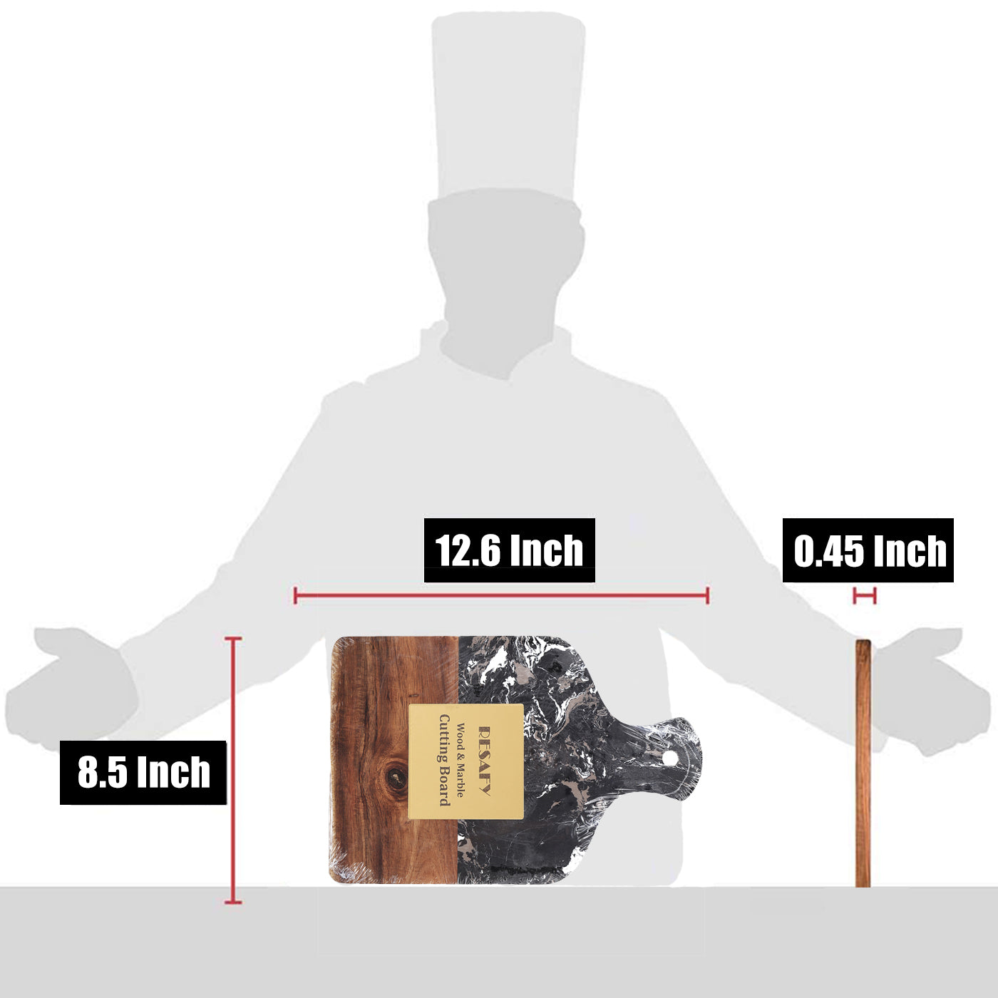 Resafy Acacia Wood Marble Cutting Board with Handle Choping Board