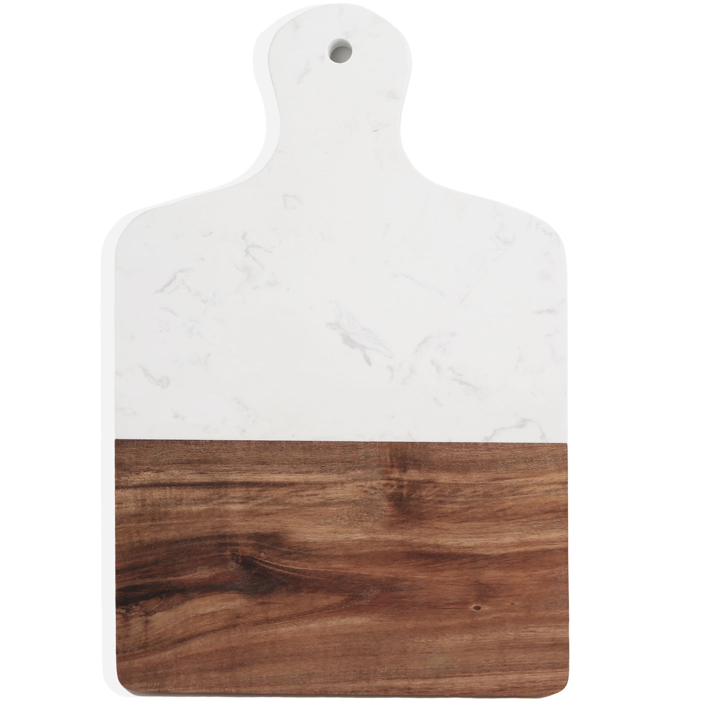 Resafy Acacia Quilted Marble Cutting Board, Butcher Block, White