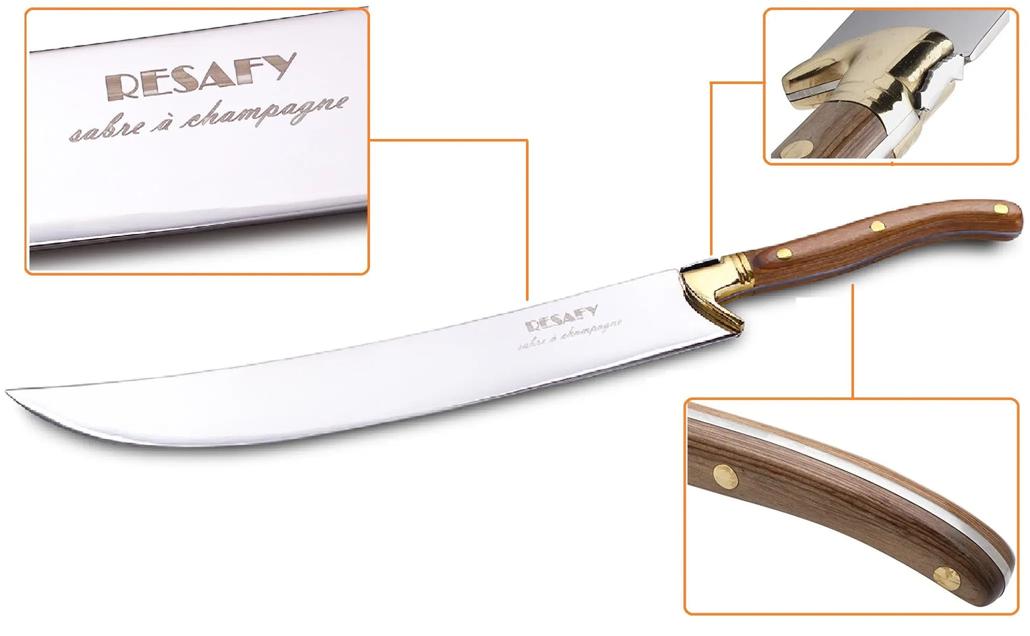Resafy Champagne Saber Sparkling Wine Opener With Wooden Gift Case Y1