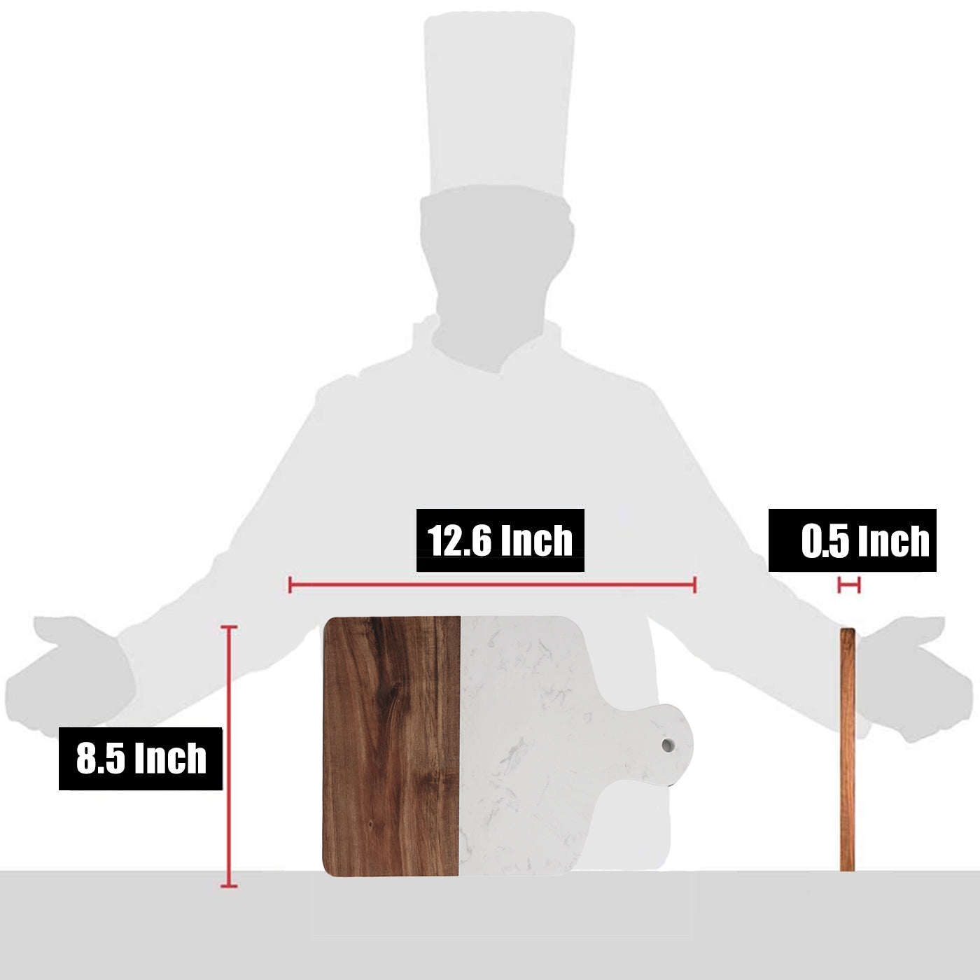 Resafy Acacia Quilted Marble Cutting Board, Butcher Block, White