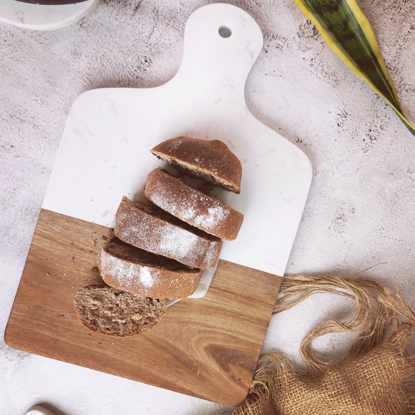 Resafy Acacia Quilted Marble Cutting Board, Butcher Block, White