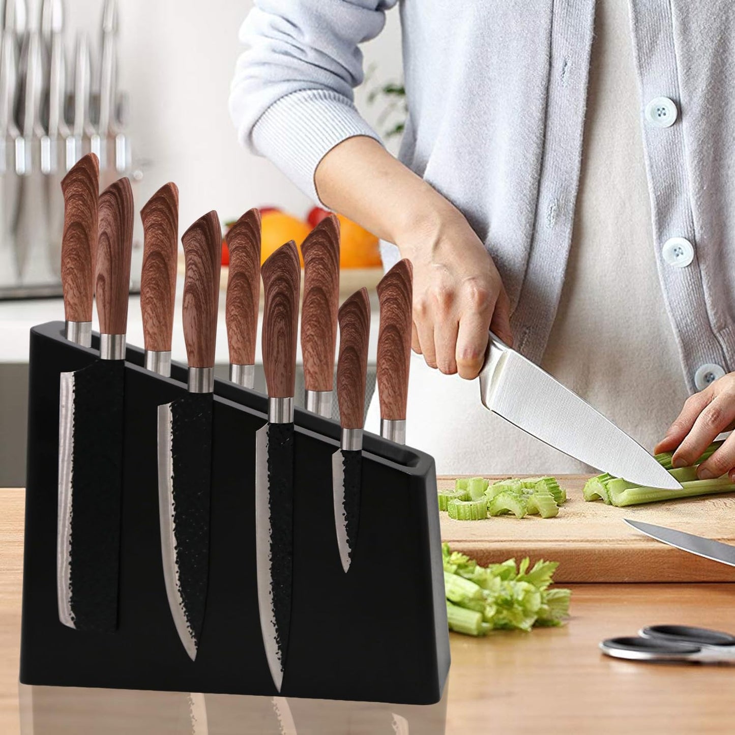 Resafy 4-Sided Black Magnetic Knife Holder